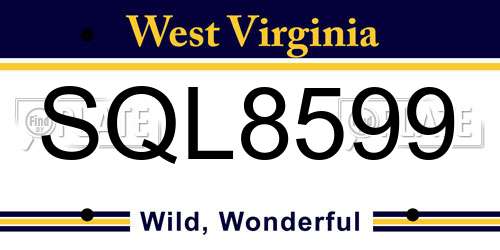 SQL8599 West Virginia License Plate