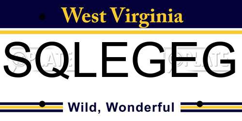 SQLEGEG West Virginia License Plate