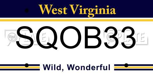 SQOB33 West Virginia License Plate