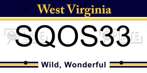 SQOS33 West Virginia License Plate