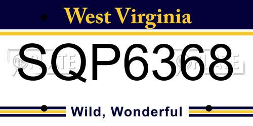 SQP6368 West Virginia License Plate