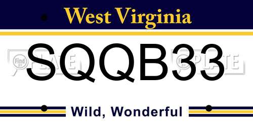 SQQB33 West Virginia License Plate
