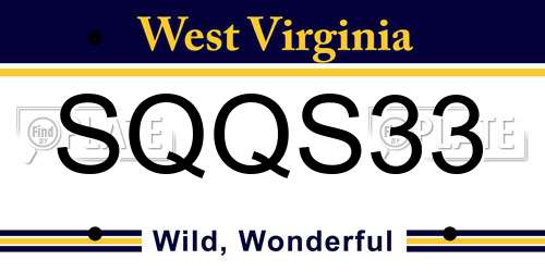 SQQS33 West Virginia License Plate
