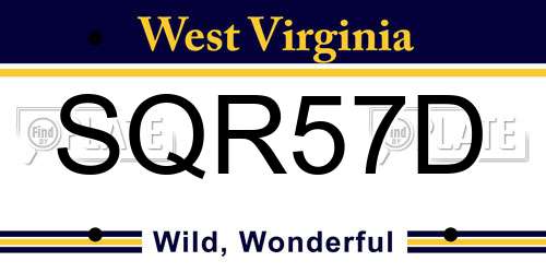 SQR57D West Virginia License Plate