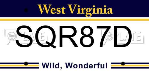 SQR87D West Virginia License Plate