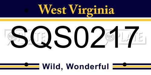 SQS0217 West Virginia License Plate