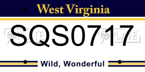 SQS0717 West Virginia License Plate