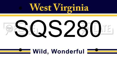 SQS280 West Virginia License Plate