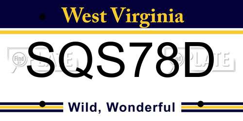 SQS78D West Virginia License Plate