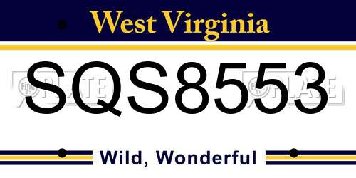 SQS8553 West Virginia License Plate