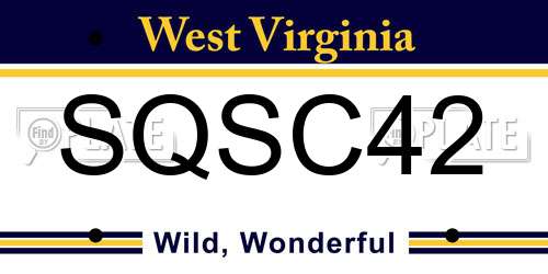 SQSC42 West Virginia License Plate