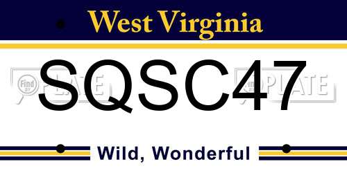 SQSC47 West Virginia License Plate
