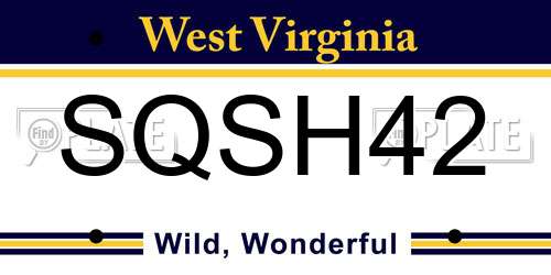 SQSH42 West Virginia License Plate