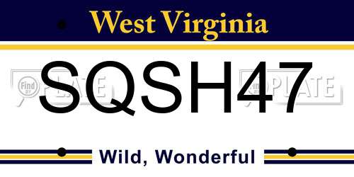 SQSH47 West Virginia License Plate