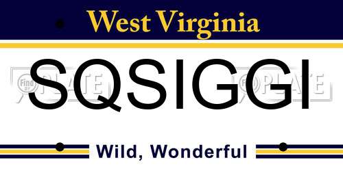 SQSIGGI West Virginia License Plate