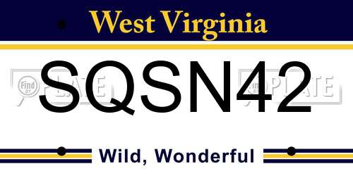 SQSN42 West Virginia License Plate