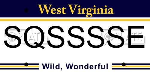 SQSSSSE West Virginia License Plate