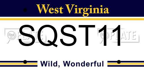 SQST11 West Virginia License Plate