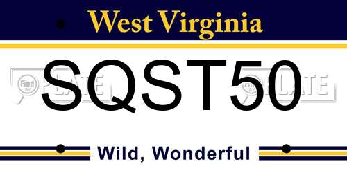 SQST50 West Virginia License Plate