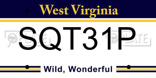 SQT31P West Virginia License Plate