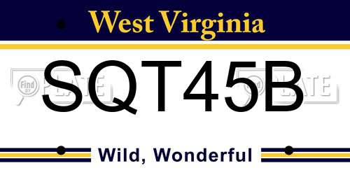 SQT45B West Virginia License Plate