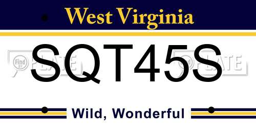 SQT45S West Virginia License Plate