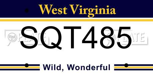 SQT485 West Virginia License Plate