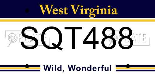 SQT488 West Virginia License Plate