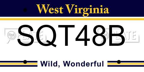 SQT48B West Virginia License Plate