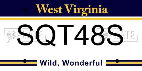 SQT48S West Virginia License Plate