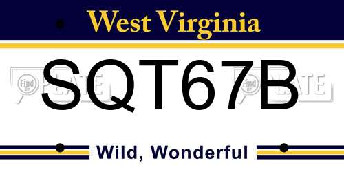 SQT67B West Virginia License Plate