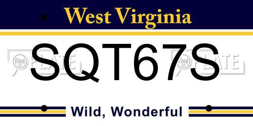 SQT67S West Virginia License Plate