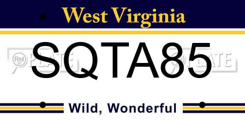 SQTA85 West Virginia License Plate