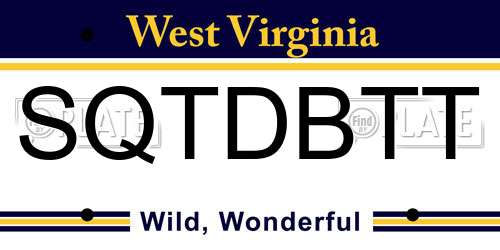 SQTDBTT West Virginia License Plate