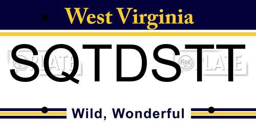 SQTDSTT West Virginia License Plate