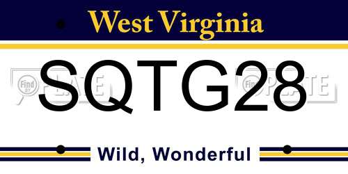SQTG28 West Virginia License Plate