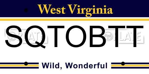 SQTOBTT West Virginia License Plate