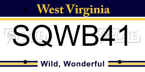 SQWB41 West Virginia License Plate