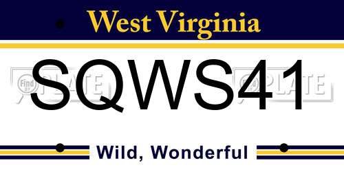 SQWS41 West Virginia License Plate
