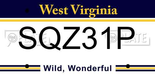 SQZ31P West Virginia License Plate