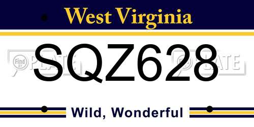 SQZ628 West Virginia License Plate