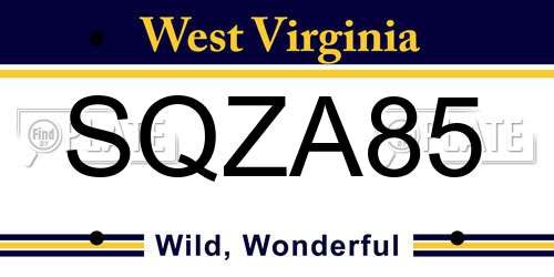 SQZA85 West Virginia License Plate