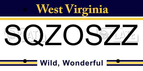 SQZOSZZ West Virginia License Plate
