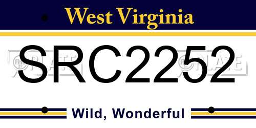 SRC2252 West Virginia License Plate