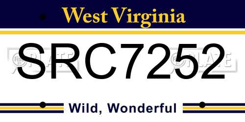 SRC7252 West Virginia License Plate
