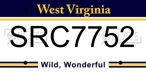 SRC7752 West Virginia License Plate