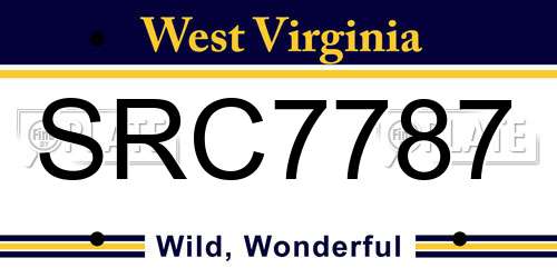 SRC7787 West Virginia License Plate