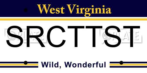 SRCTTST West Virginia License Plate