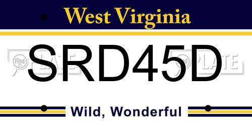 SRD45D West Virginia License Plate
