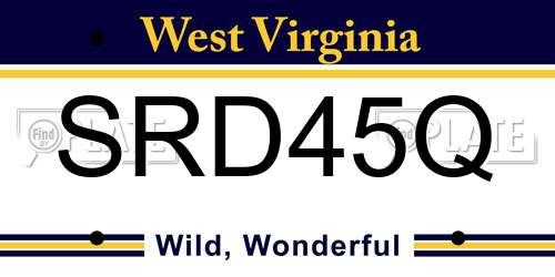 SRD45Q West Virginia License Plate